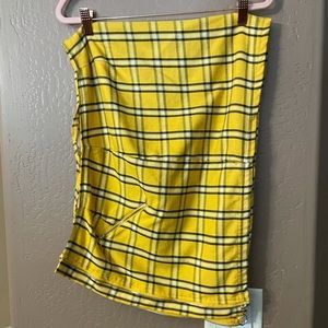 yellow plaid zip up skirt